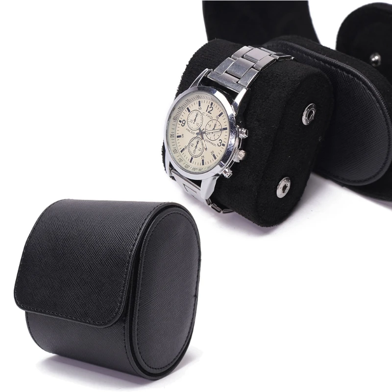 Watch Case for Men - Watch Roll Travel Case  - Storage Organizer and Display Black Watch Roll Cases