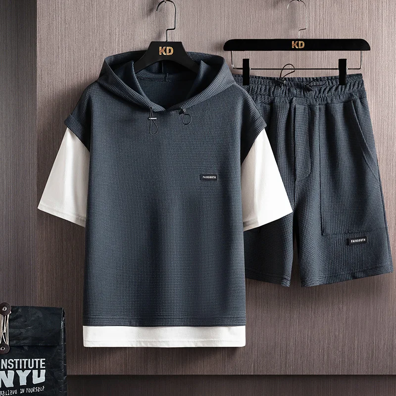 

Men's Tracksuit 2021 Summer Clothes Sportswear Two Piece Set T Shirt Shorts Brand Track Clothing Male Sweatsuit Casual Suits Men