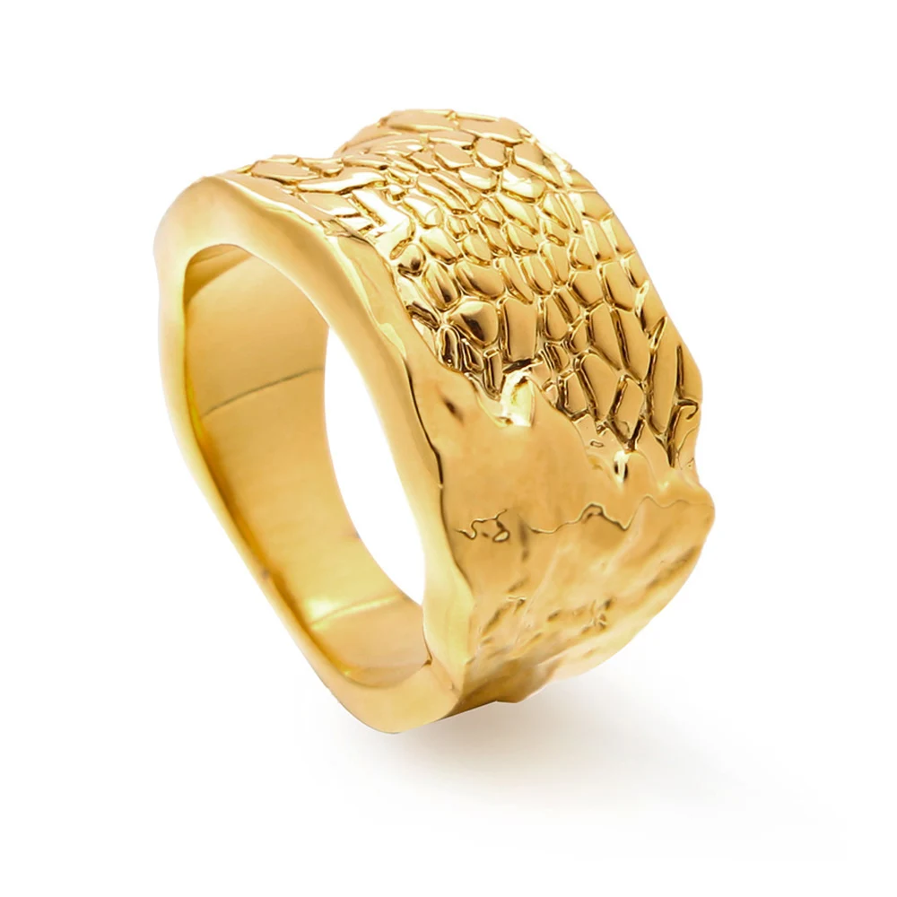 

VAROLE Natural Texture Rings For Women Gold Color Punk Lady Midi Ring Fashion Jewelry Friends Gifts Christmas Bague Femme