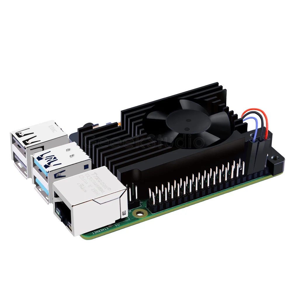 Raspberry Pi 4 Adjustable Speed Fan Armor Lite Heatsink Automatic Shutdown CNC Extreme Cooler PWM Heat Sink For RPI 4 Model B