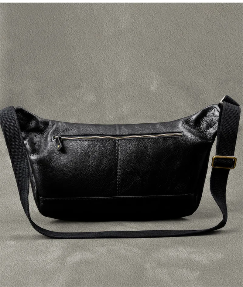 PNDME-Bolso de pecho de cuero genuino para hombre, bolsa de pecho de gran capacidad, estilo retro, informal, a la moda, Cuero de vaca real,