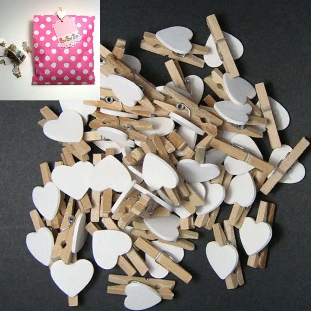 

Home Decoration 50Pcs Wooden Clips Love Heart Pegs Clothespin party Christmas DIY Cute Wedding Decor Craft