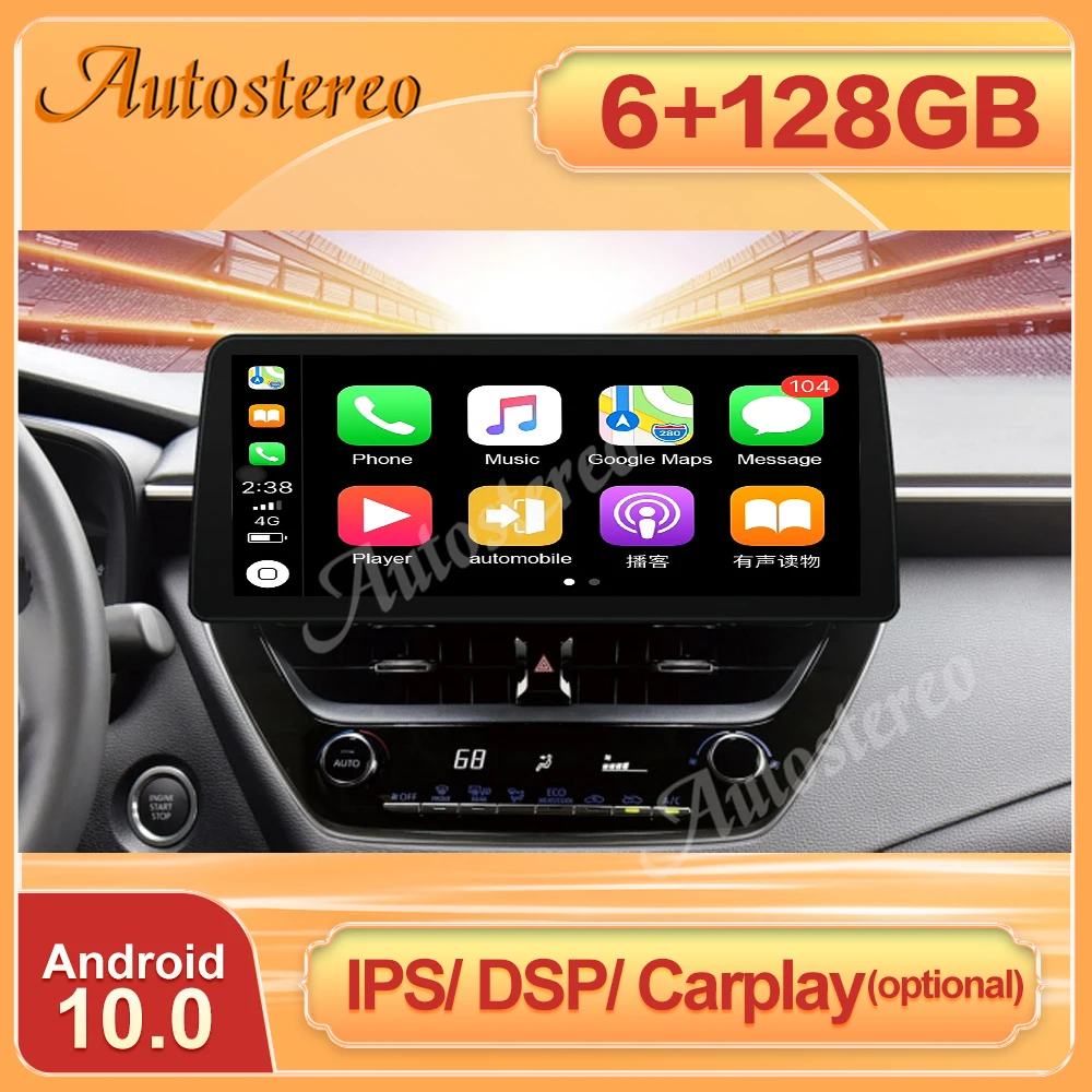 

Android 10 Carplay 6 + 128G 12,3 "для Toyota Corolla 2019 + автомобильный стерео DVD-плеер GPS Glonass навигация мультимедийное радио головное устройство