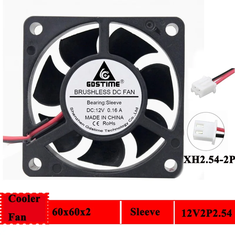 

1000pcs Gdstime 60x60x20mm DC 12V Cooler Fan 6020 6cm 4500RPM Computer Case Cooling 2pin Fan