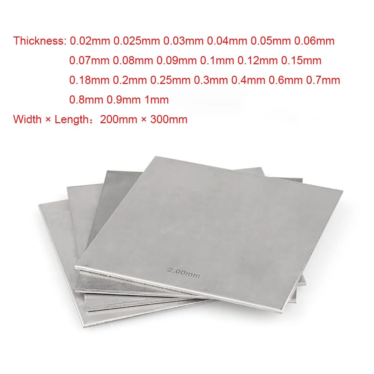 

1pcs 200x300mm 304 Stainless Steel Square Plate Polished Plate Sheet Thickness 0.02 to 1mm