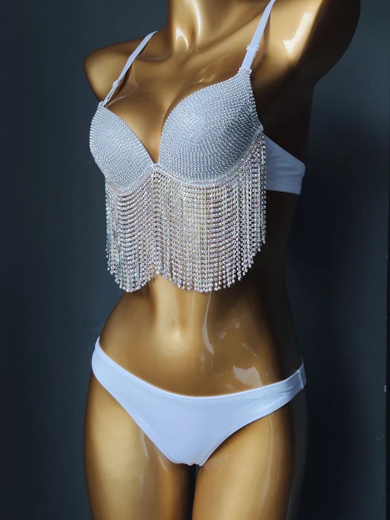 Imagem -05 - Venus Férias Diamante Borlas Banho Sexy Biquíni Conjunto Bling Pedras Strass Maiô Feminino Beachwear 2023