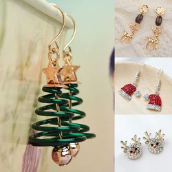 New Christmas Earrings Crystal Snowman Jewelry Christmas Tree Stud Earring For Women Creative Party Accessories Girl Gifts