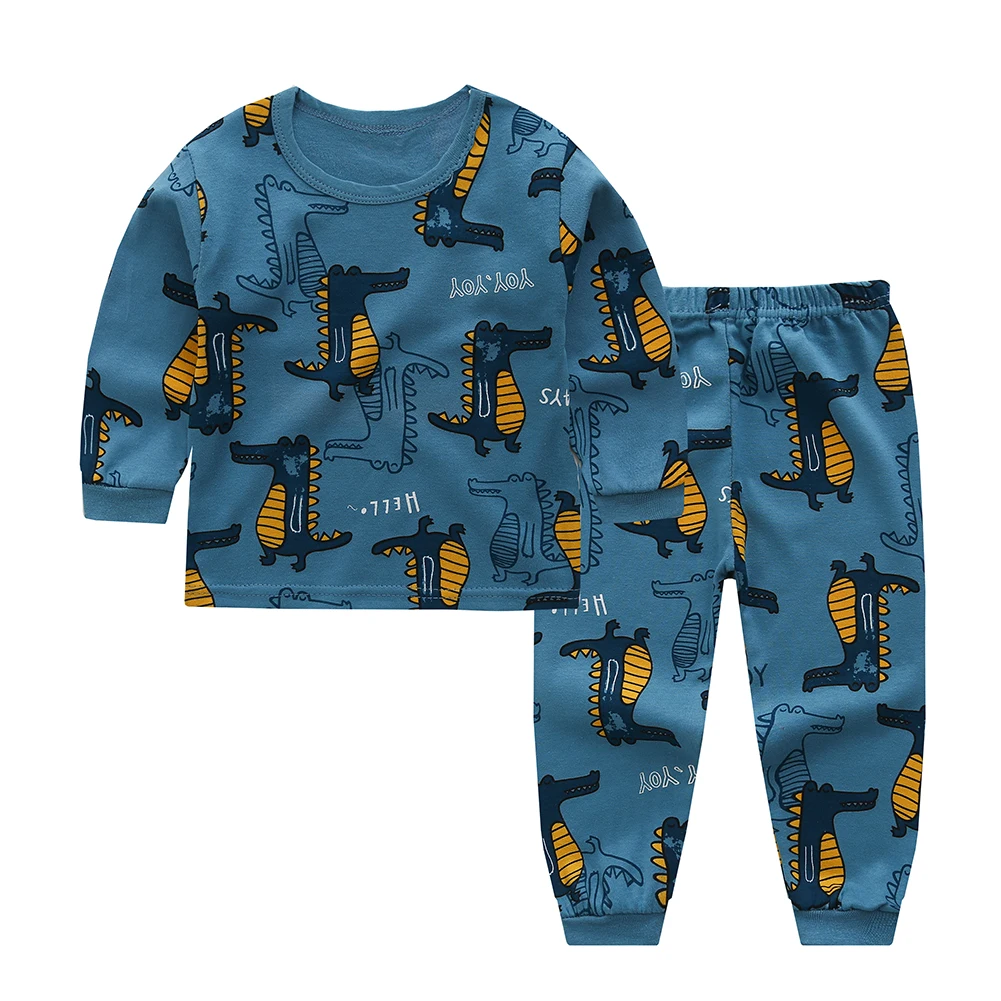 

Children Pajamas Baby Clothing Set Kids Cartoon Dinosaur Sleepwear Autumn Cotton Nightwear Boys Animal Pyjamas Pijamas Set