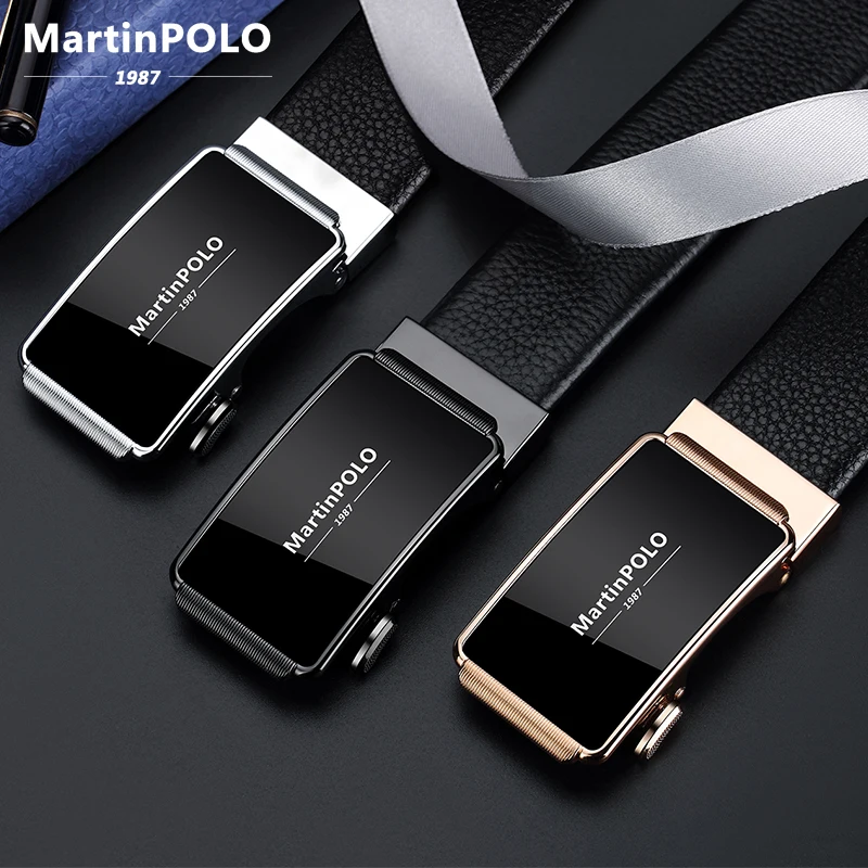 

MartinPOLO Genuine Leather Belt Men Cowskin Strap Luxury Belts For Male Alloy Automatic Buckle Fashion Belt Width 3.5cm