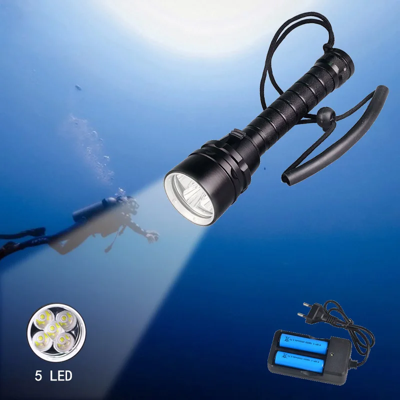 

Professional Powerful 10W LED Diving Light T6 L2 5 LED Diving Flashlight Waterproof IP68 Diving Torch For Underwater 50m