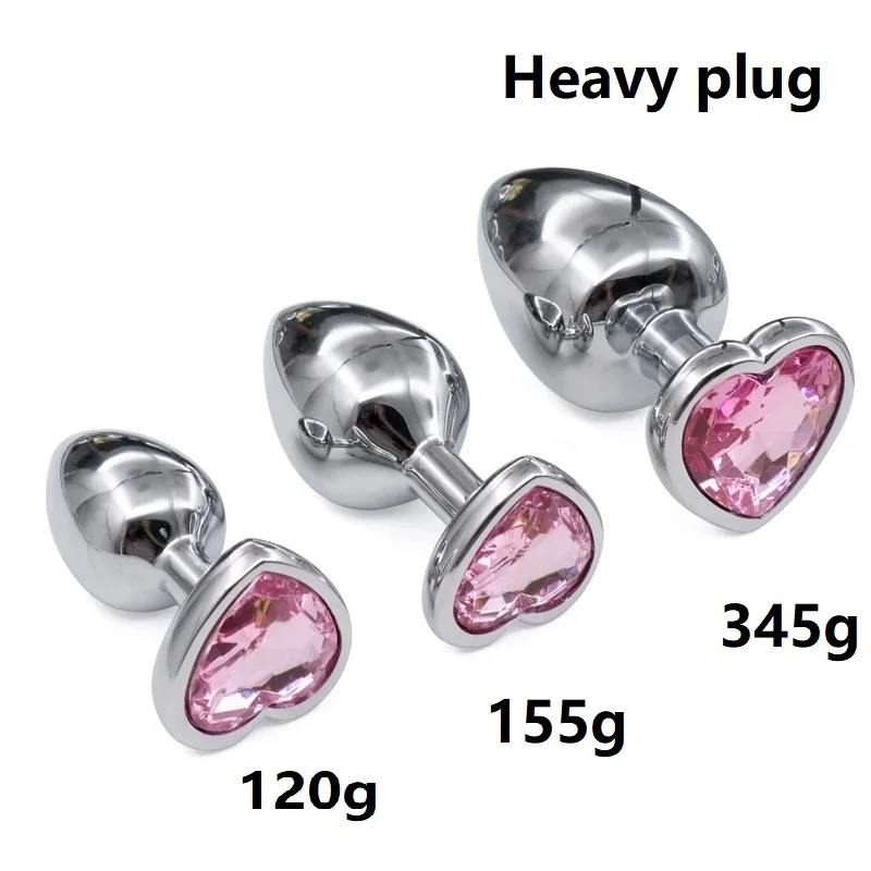 Enorme Zware Kleine Medium Large Size Set Roze Regenboog Hart Jewerly Crystal Metalen Anale Kralen Butt Plug Insert P Spot ass Dildo