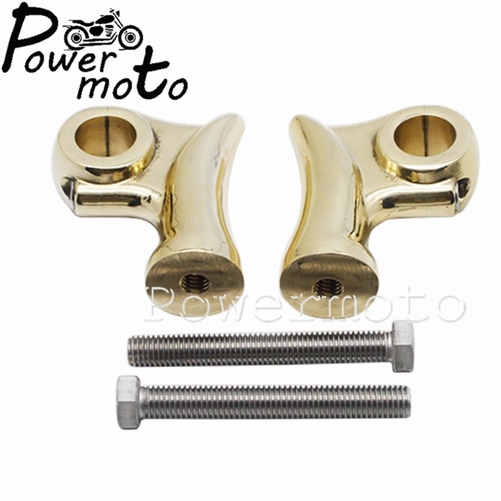 Retro Brass 25mm Motorcycle Risers 1'' Handle Bar Mount Clamps For Harley Dyna Fat Bob Cafe Racer Honda Suzuki Chopper Bobber