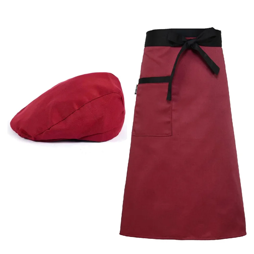 Delantal de uniforme de Chef para restaurante, gorro ajustable para servicio de comida, panadería, cocinero, Chili, rayas, sólido, elástico, ropa de trabajo