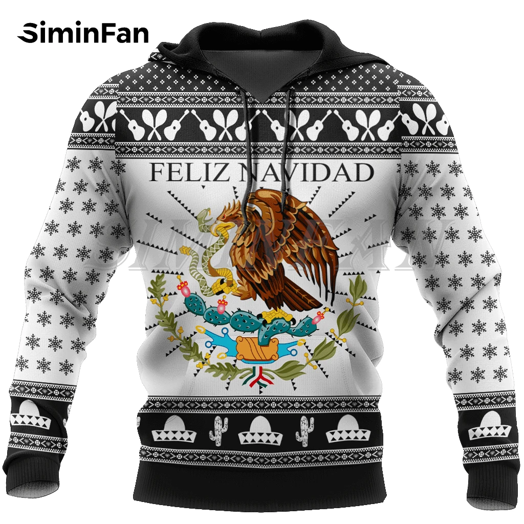 Black Feliz Navidad Mexico Mens 3D Printed Hoodies Unisex Casual Sweatshirts Harajuku Pullover Women Tracksuit Zipper Jacket H13