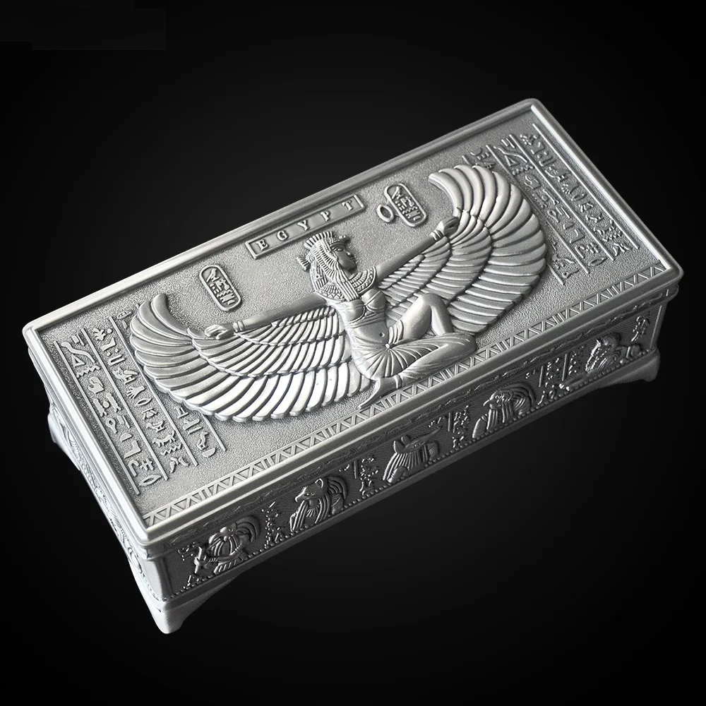 Ancient Egypt Retro European Large Size Jewelry Box Metal Ring Necklace Jewelry Storage Case Home Room  jewelry Organizer Decor