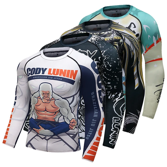 Niestandardowa Cody Lundin męska z nadrukiem 3D jiu jitsu kompresyjna BJJ Rashguard fajna graficzna koszulka rowerowa z długim rękawem koszulka Fitness siłownia