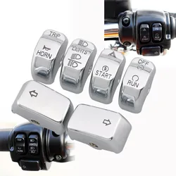 Chrome Motorcycle Handlebar Controls Switch Caps Button Cover Accessories For Harley 14-UP XL 12-17 Dyna 11-15 Softail