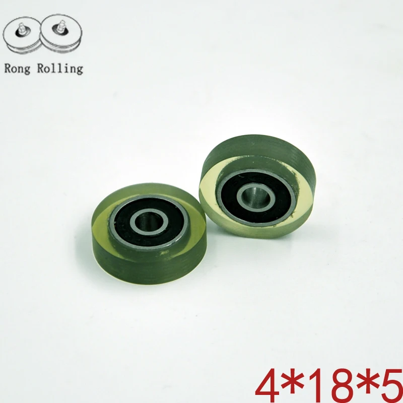 Polyurethane PU Coated Plastic Bearing bore 4mm,roller thickness 4-5mm,wheel diameter 11-18mm.Flat Equipment Roller, Flat Wheel