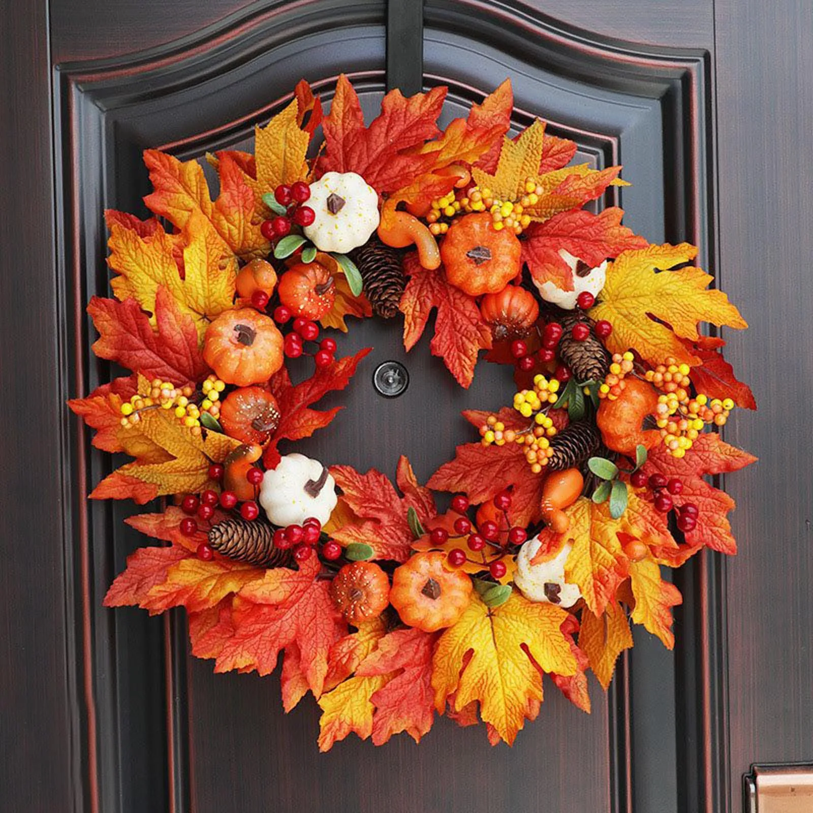

Good Harvest Autumn Christmas Decoration Window Door Hanging Pumpkin Ornament 2022 Flower Ring with New Design Outdoor Rafted
