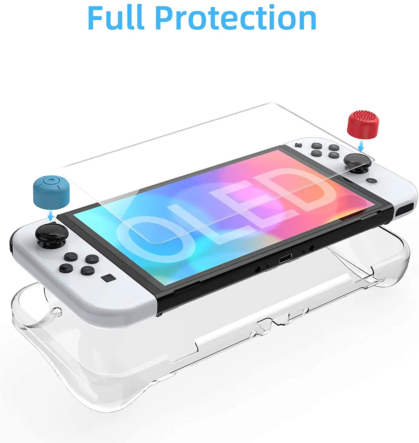 Heystop Case Voor Schakelaar Oled, soft Tpu Case Voor Oled Model Joycon En Hard Pc Case Protector Voor Schakelaar Oled Console