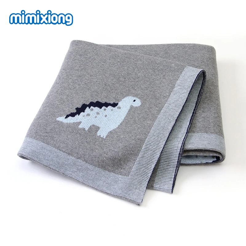 Baby Blankets Dinosaur Knitted Newborns Swaddle Wrap Envelopes for Stroller Sofa Bedding Crib Quilts 100*80cm Kids Cotton Covers