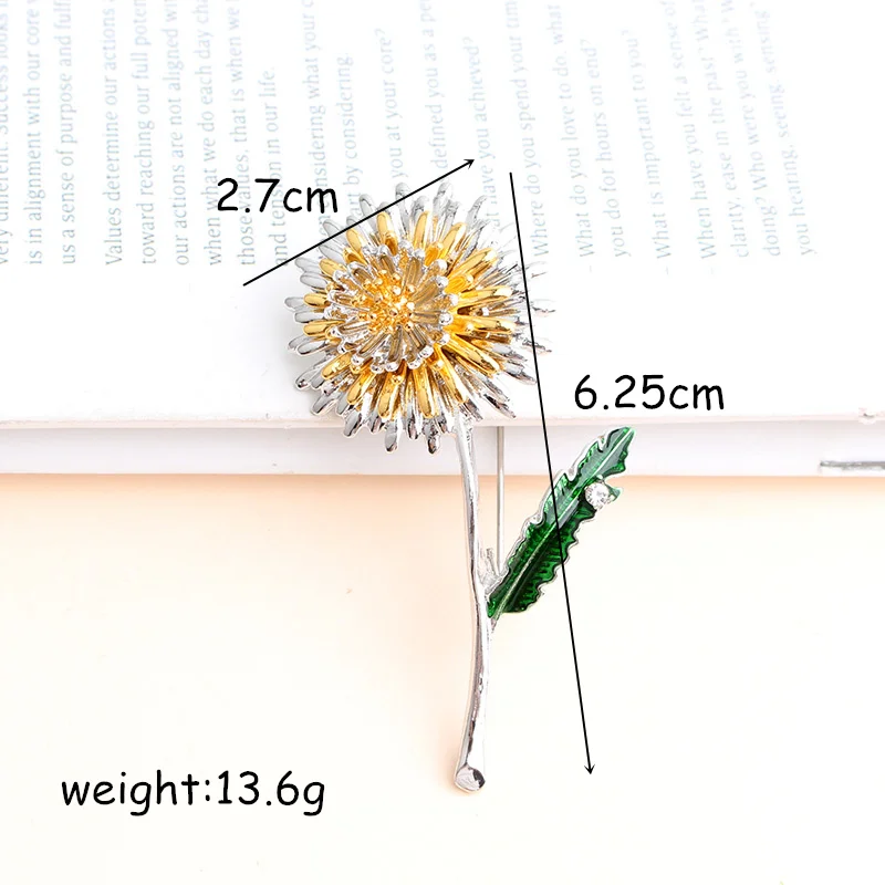 Pomlee 2021New Arrival Dandelion Brooches For Women Flower Pin Elegant Spring Design Jewelry High Quality Wholesale