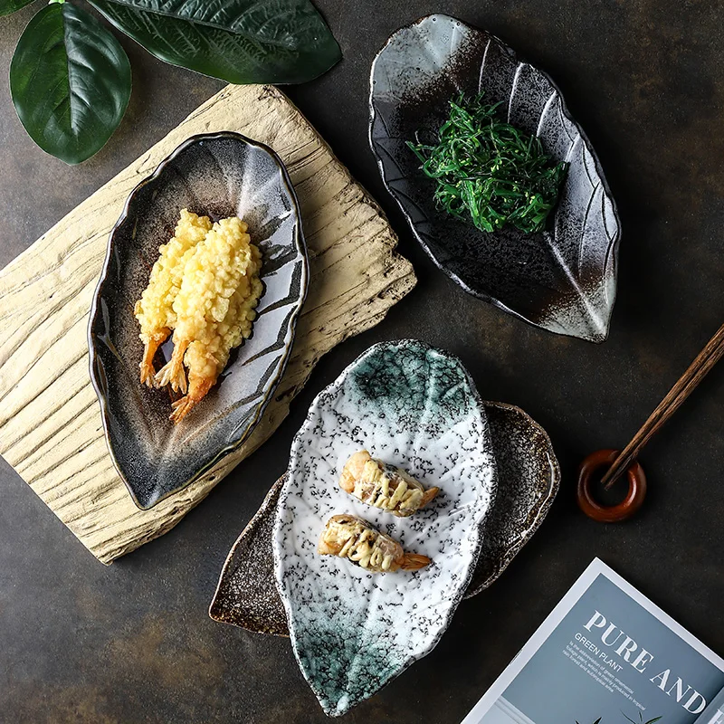 Japanese-style tableware Creative personality Leaf plate Art Features online celebrity Dish Plate Irregular Snack Plate