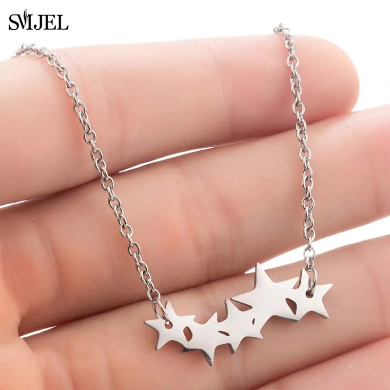 SMJEL Charm Link Chain Star Statement Necklaces Women Fashion Jewelry Christmas Gift Elegance Sparking Star Necklace 2019