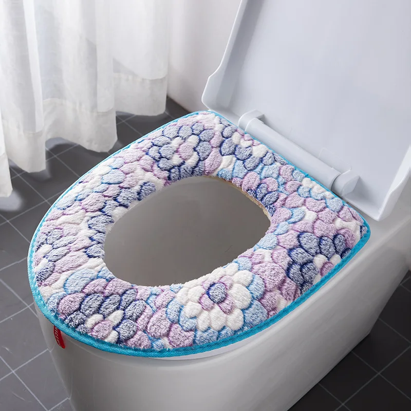 Washable Knitting Toilet Seat Cover, Warm Closestool Mat, Pure Color, Soft, O-shape Pad, Bathroom Accessories, Winter, 1Pc