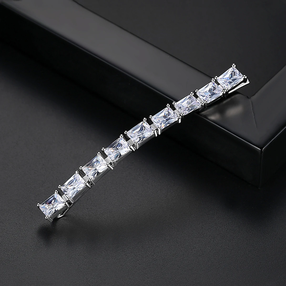 LUOTEEMI High Quality New Cubic Zirconia Hair Pins Fashion Stunning Sqaure Shape Temperament Accessories for Bridal Wedding Gift