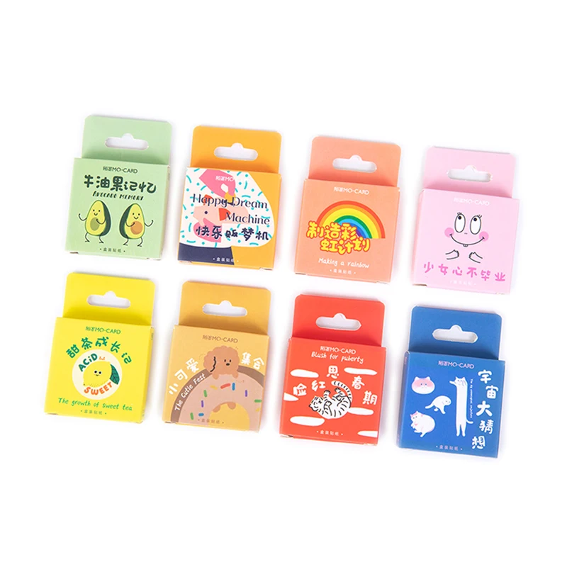 46pcs Kawaii Cartoon Stickers Boxed Mini Decor Sticker  Aesthetic Decorative Ablum Diary Stickers For Children Stationery