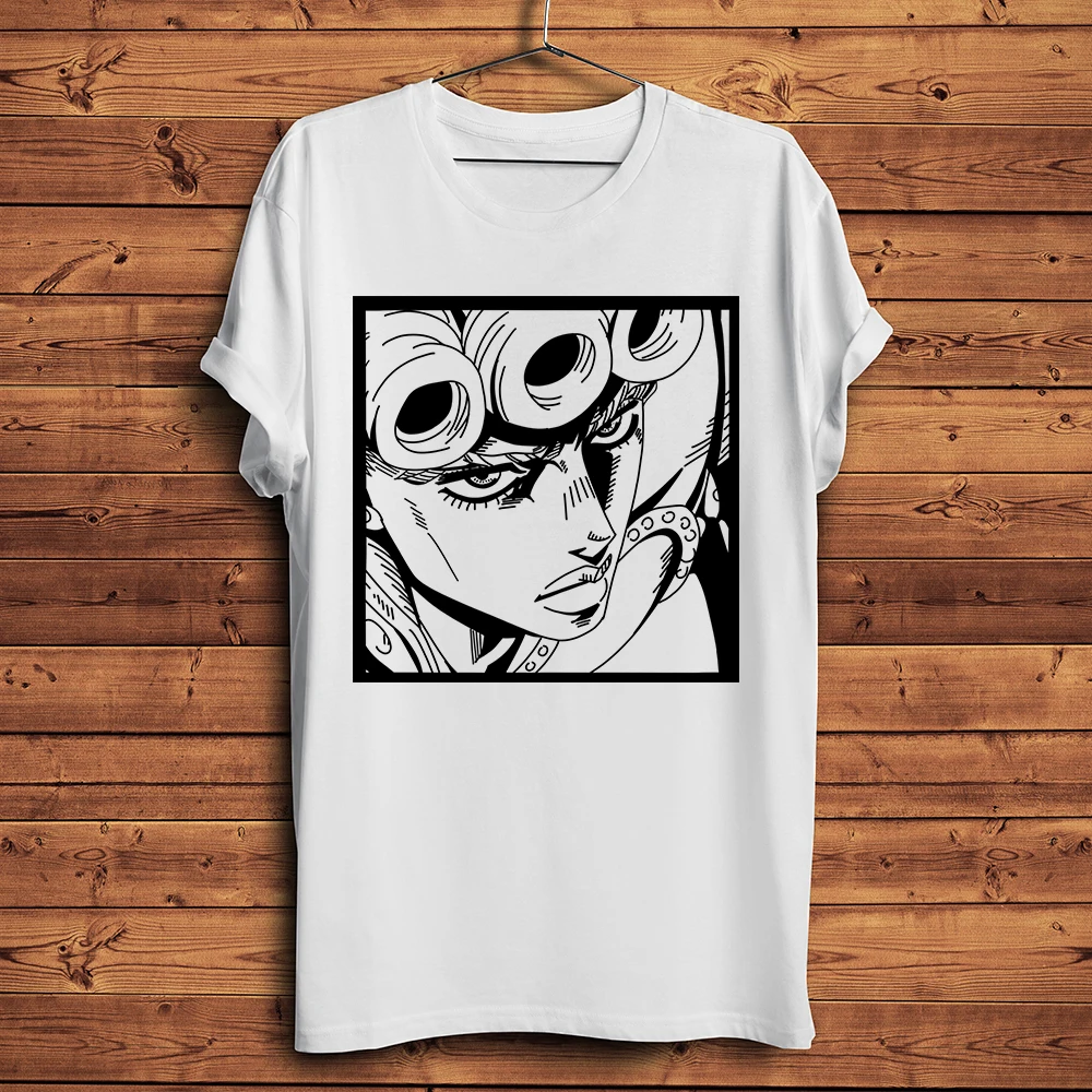 JoJo Giorno Giovanna Bruno Bucciarati, Funny anime tshirt, Men, White Casual ,short T-Shirt ,Unisex streetwear tee