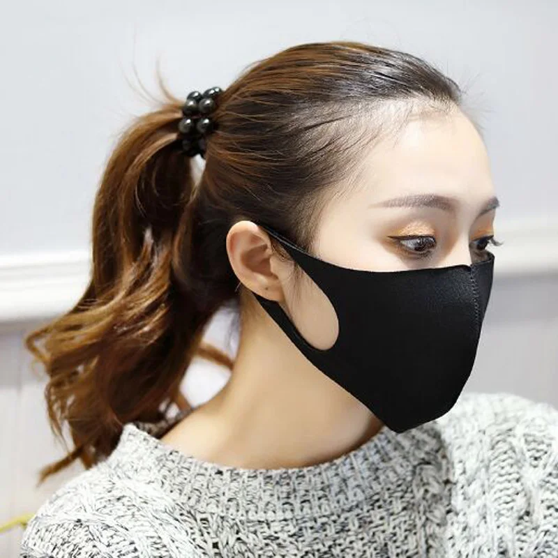 3 pcs Fashion Black Prevent Dust Haze Breathable Masks Same Style Of Stars Bamboo Charcoal Women Men Ice Silk Mouth-muffle