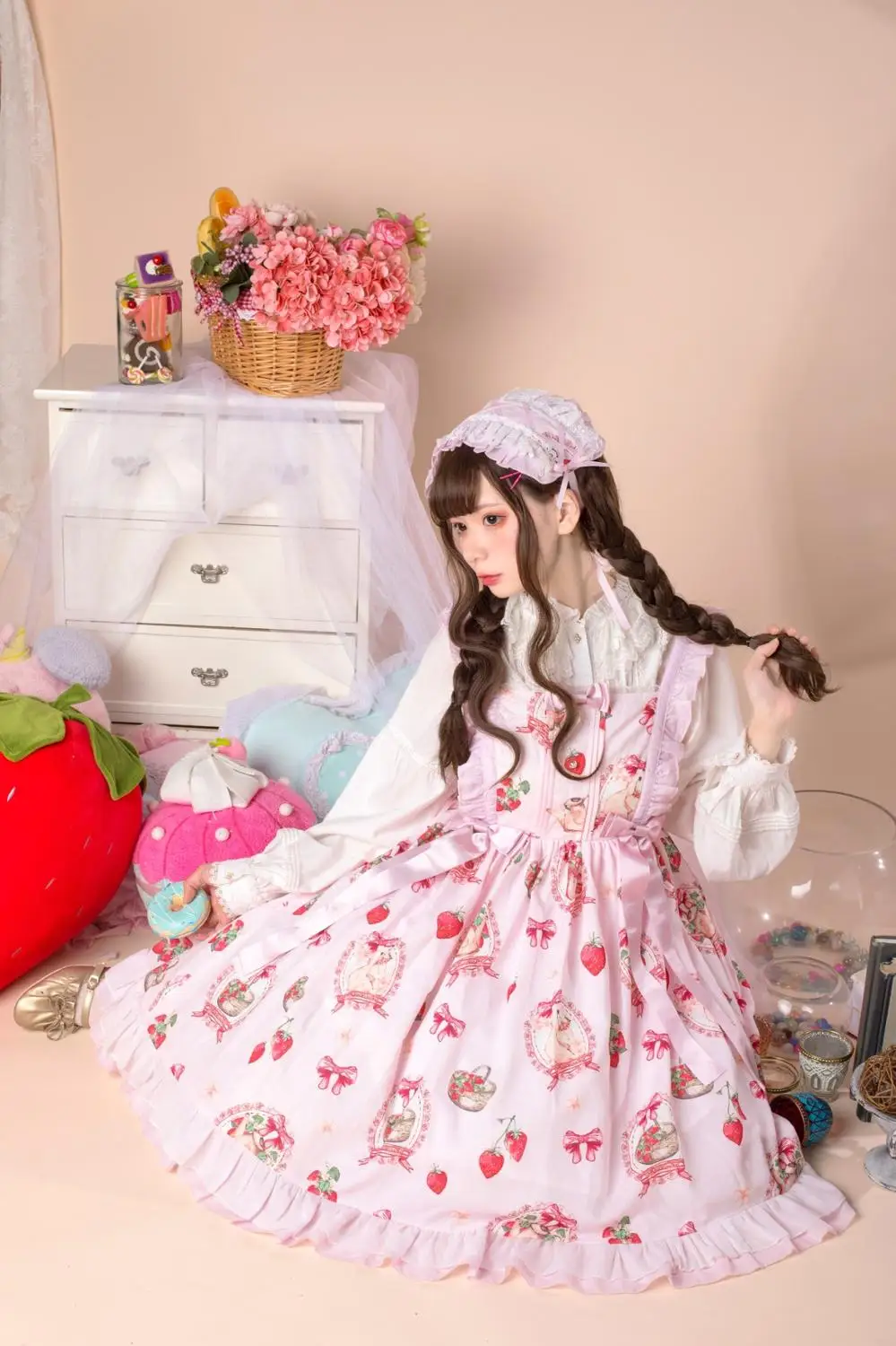 Japanese sweet lolita dress vintage falbala bowknot cute printing high waist victorian dress kawaii girl gotic lolita jsk loli