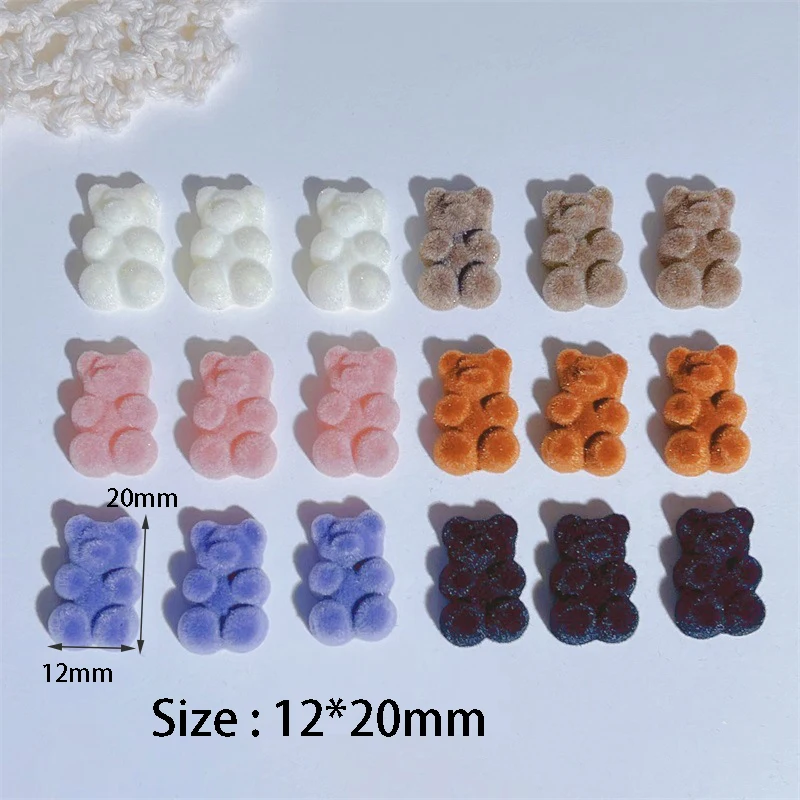 10Pcs Resin Pile Coating Gummy Bear Charms Flatback Jelly Cartoon Animal Jewelry Findings For Earrings Keychain Diy