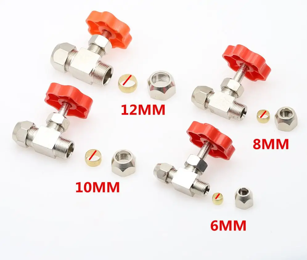 

6mm 8mm 10mm 12mm Hole Dia Orange Plastic Handle Metal High Pressure Durable Tube Needle Type Globe Valve