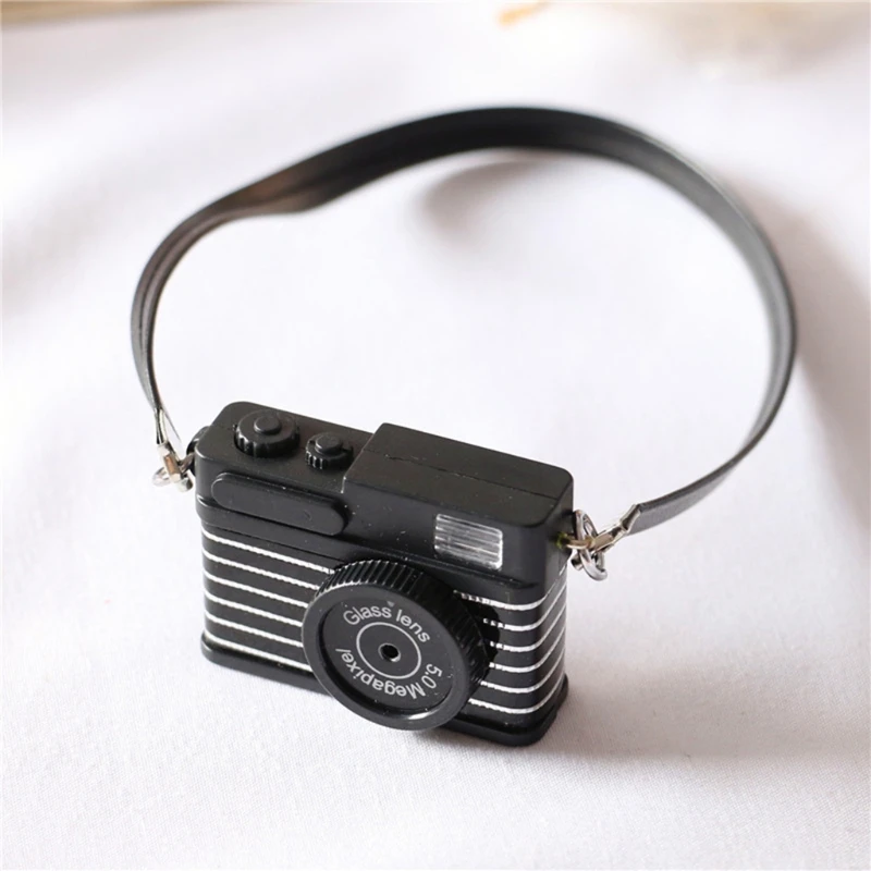 Newborn Photography Props Mini Camera 1/12 Dollhouse Miniature Vintage Retro Camera Toy Babies Accessories