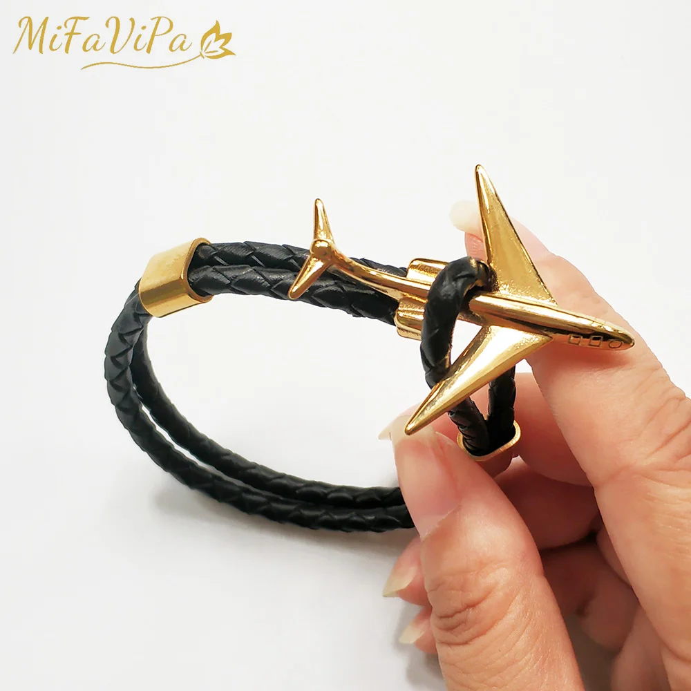 10 PCS Punk Fashion Trinket Charm Plane Rope Bracelets Vintage Braided PU Leather Airplane Bracelet Men Style Aircraft Bracelets