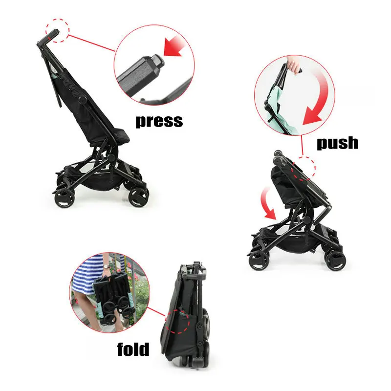 Pocket Lightweight Stroller Can Sit & Lie, Compact Folding Carriage Includes Travel Bag, Fits Airplane Storage