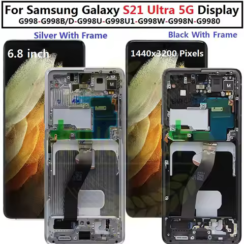 For Samsung Galaxy S21 Ultra 5G Lcd G998F G998F/DS with Frame Display Touch Screen Digitizer For Samsung s21 Ultra LCD G998u1