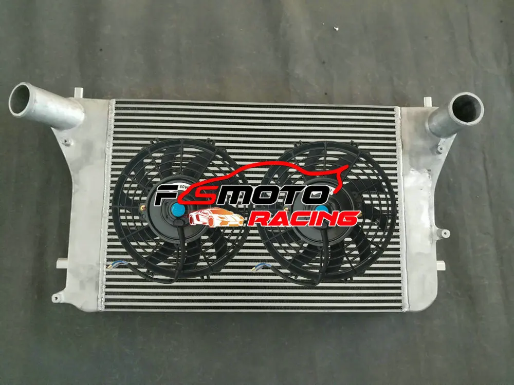 FMIC Aluminum Intercooler + Fans For VW Golf GTI Jetta MK5 MK6 Audi A3 S3 TT Passat FSI TSI 2.0T Turbo GEN2 2006-2010 07 08 09