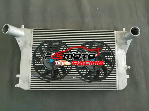 FMIC Aluminum Intercooler + Fans For VW Golf GTI Jetta MK5 MK6 Audi A3 S3 TT Passat FSI TSI 2.0T Turbo GEN2 2006-2010 07 08 09