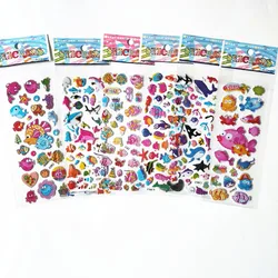 6pcs Cartoon Zoo Animals Fish Dino Stickers Kids Notebook Decoration Scrapbook cake Sticker Toy For Children Girls