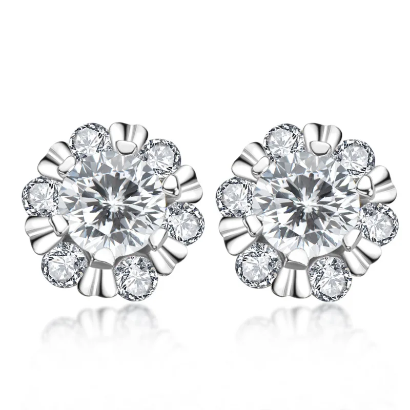 

Trendy S925 Sterling Silver Charm Earrings 2021 New Popular Plum Blossom 0.5 ct Moissanite Pure Argentum Ear Drop for Women