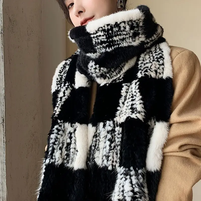 Real Mink Fur Scarf Women Winter Warm Genuine Mink Fur Scarves New Arrival Female Fashion Neck Warmer Ladies Scarves