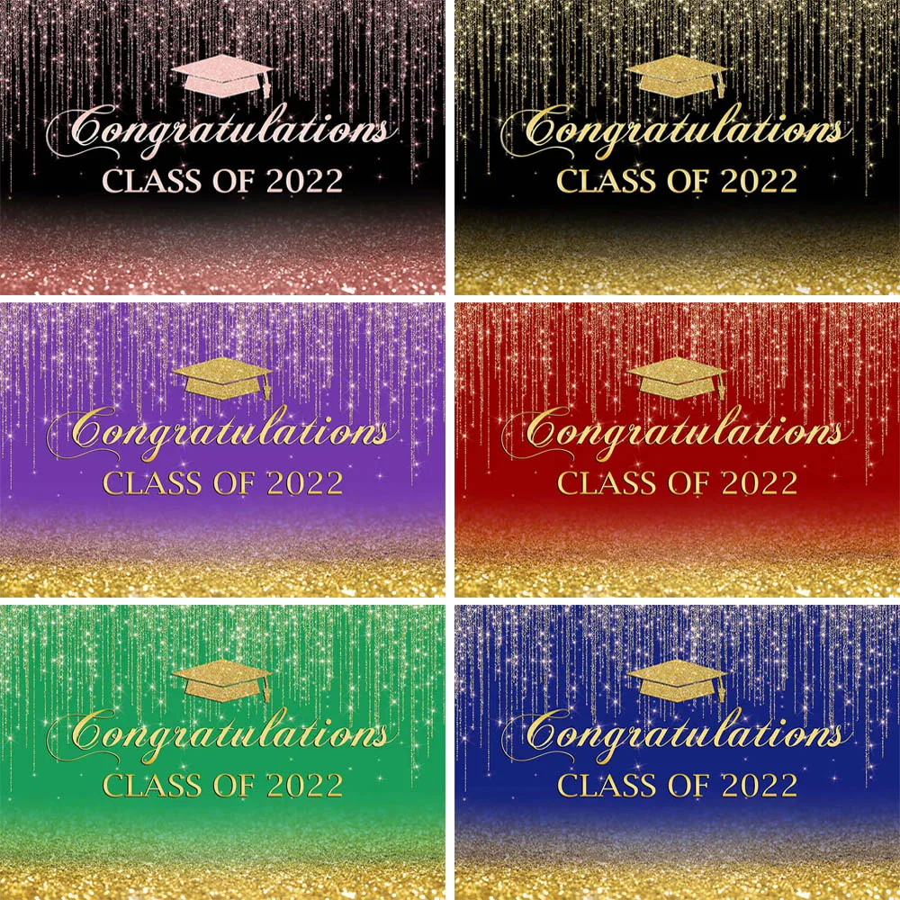 

Congratulation Graduation Photocall Graduation Party Photography Backdrop Pink Glitter Bokeh Birthday Photo Background Photozone