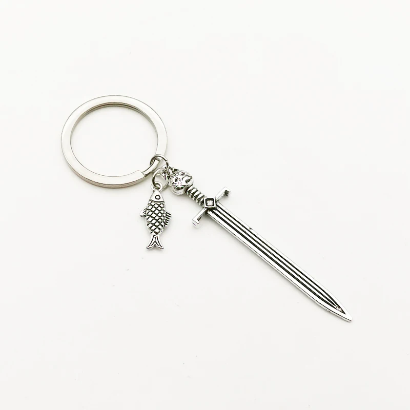

New Big Cat Sword Retro Pendant Key Ring Cute Fish Ornament Key Ring Gift for Men Women Key chain Charm Bag Wallet Jewelry