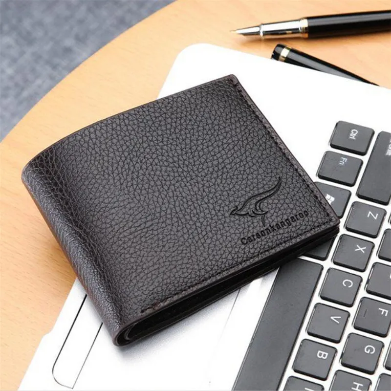 Casual Fashion Men\'s Bifold Short Credit Wallet Fashion Slim Wallets Man PU Leather Card Holders Coin Purses Classic Male Purse.