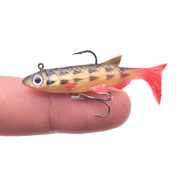 1PCS Small Minnow Silicone Soft Bait 50mm 3.5g Jig Wobblers Shad Spoon Fishing Lure Artificial Leurre With Hooks Bass Carp Pesca