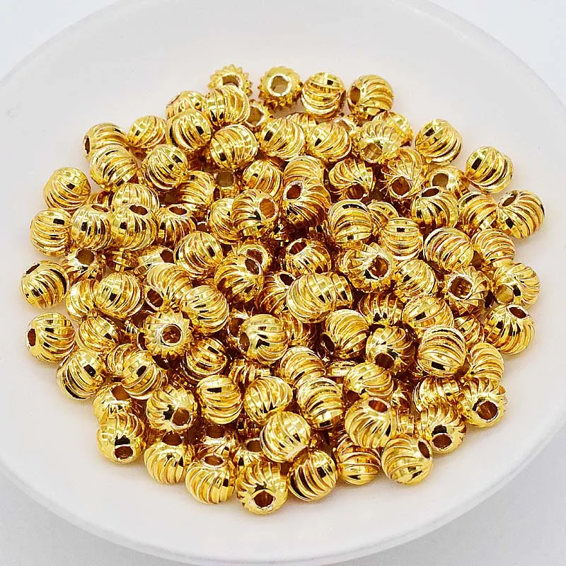 50pcs 18K Plated CZ Spacer Beads Round Loose Beads Jewelry Findings DIY Beads For 2/3/4/5/6/8/10mm Jewelry Making